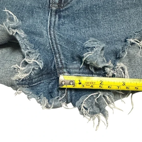 Abercrombie & Fitch The Mom Short High Rise Distressed Denim Blue Women's 30/10 - Picture 7 of 7
